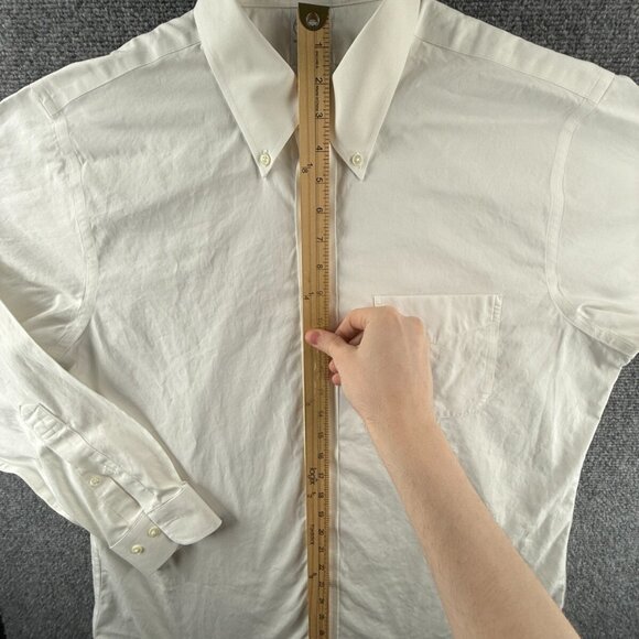 Brooks Brothers 16.5 4/5 Non-Iron Button-Down White Cotton Slim Shirt Mens Adult - Picture 4 of 16